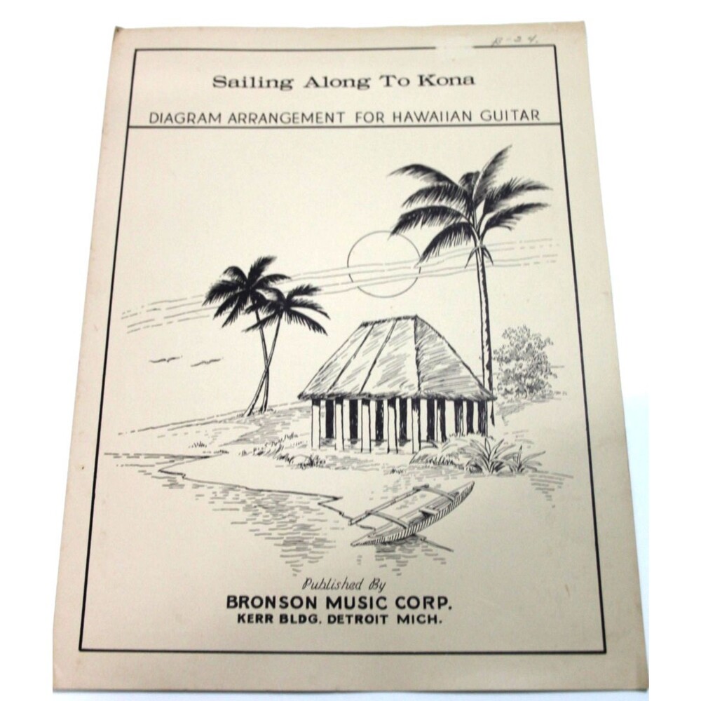 Sailing Along to Kona Diagram Arrangement Hawaiian Steel Guitar Sheet Music 1938